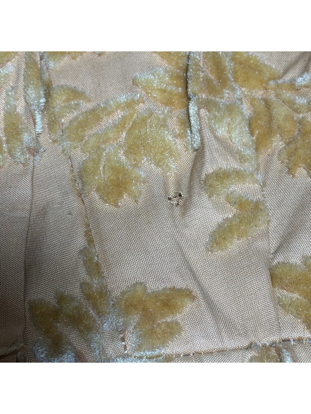 Vintage Mustard Yellow Velvet Burnout Maxi Jacket Dress with 3/4 Sleeves - Picture 3 of 8